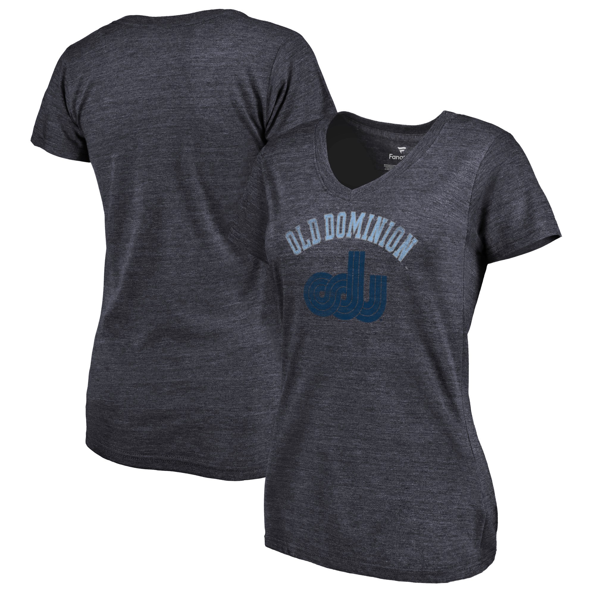 2020 NCAA Fanatics Branded Old Dominion Monarchs Women Navy Vault Arch over Logo TriBlend VNeck TShirt->ncaa t-shirts->Sports Accessory